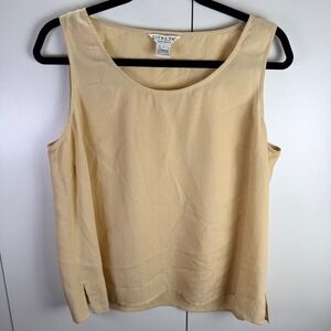 VTG CITRON Santa Monica Beige 100% Silk Top Womens L Split Hem Quite Lux Chic